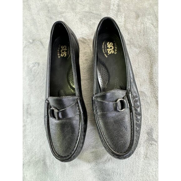 SAS Womens shoes 8M black leather comfort loafers slip on Tripad - Picture 10 of 15
